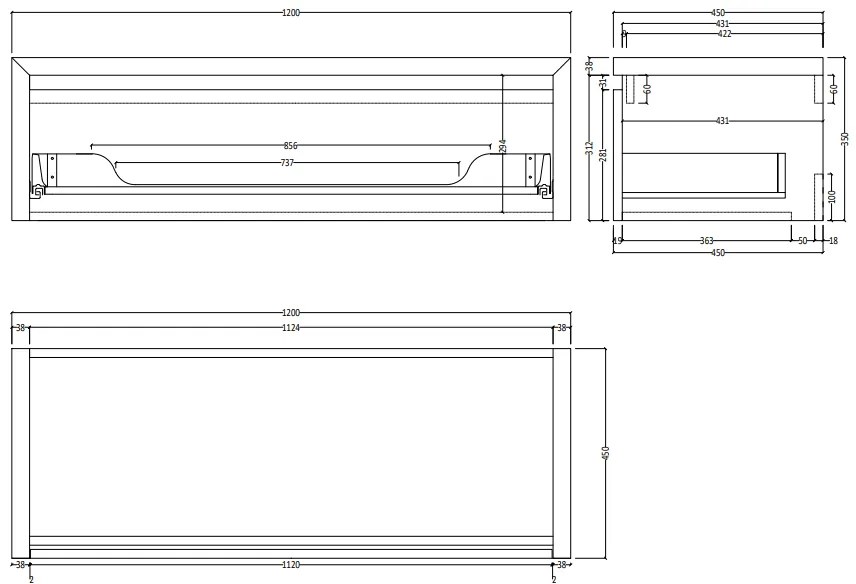 Gliss Design Ares badmeubel 120cm charcoal met rivierstenen waskommen