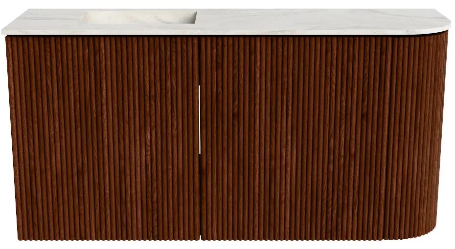Mondiaz Joya DLux 80cm toiletmeubel ronding rechts ruby met wastafel faye links 1 kraangat ostra