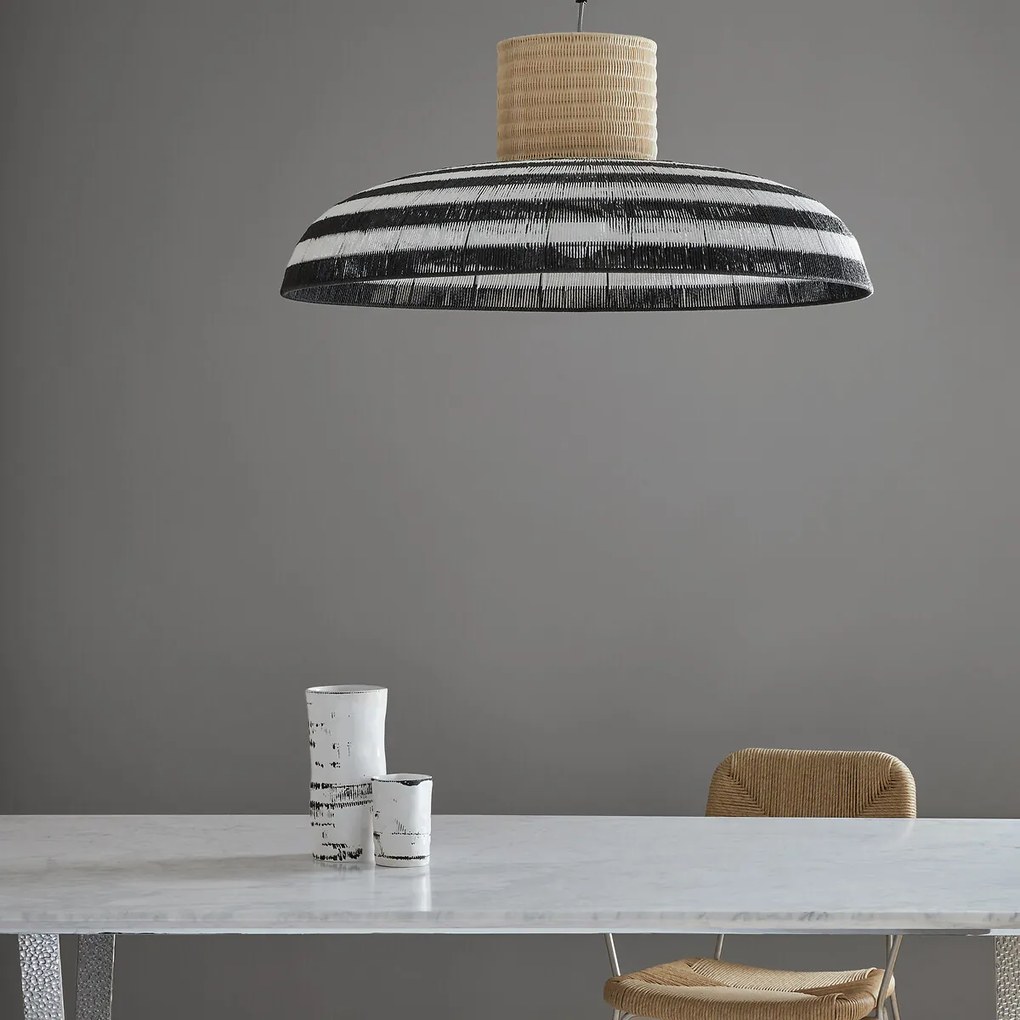 Hanglamp van geweven papier en rotan Tribe
