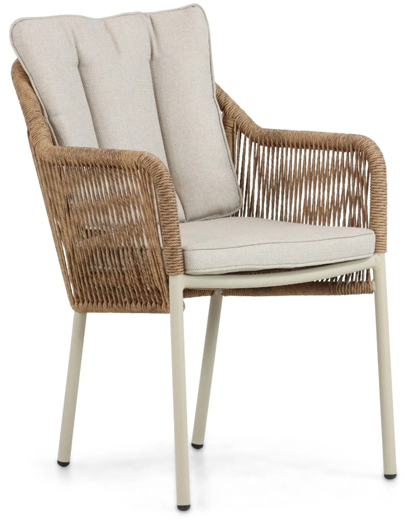 Tuinset Ronde Tuintafel 6 personen 150 cm Rope Taupe  Lifestyle Garden Furniture Marbella/Arancia
