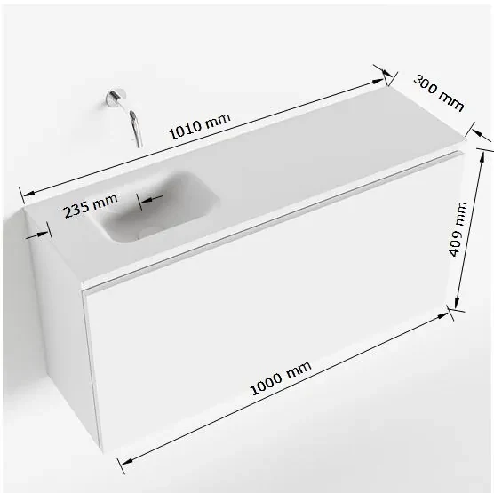 Mondiaz Olan 100cm toiletmeubel cale met wastafel urban links geen kraangat