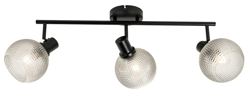Design spot zwart met smoke glas 3-lichts - Chico