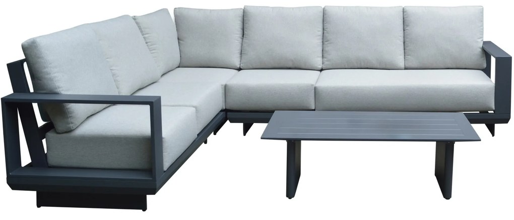 Avellino hoek loungeset 5 delig antraciet aluminium soft grey