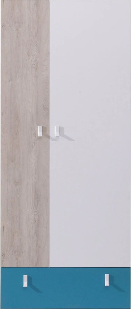 Kledingkast Camteso 101, Turquoise, Eiken, Wit, 190x80x50cm, 70 kg, Kledingkast deuren: Met scharnieren, Aantal planken: 4, Aantal planken: 4