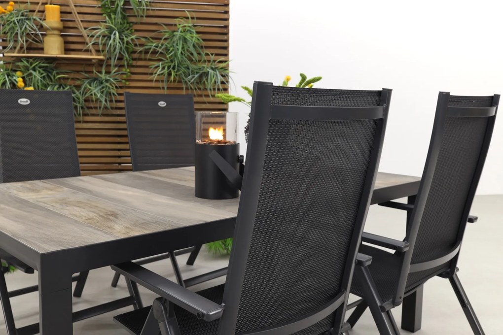 Hartman Napoli/Kings 4-persoons verstelbare tuinset 180x100 cm. - Antraciet