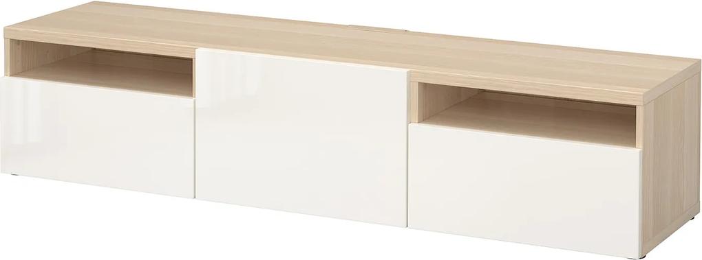 IKEA BESTÅ Tv-meubel 180x42x39 cm Wit gelazuurd eikeneffect/selsviken hoogglans/wit Wit gelazuurd eikeneffect/selsviken hoogglans/wit - lKEA