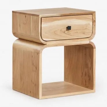 Pack Van 2 Nachtkastjes 40x35 Cm Van Ferni Hout Rustiek Acaciabruin - Sklum