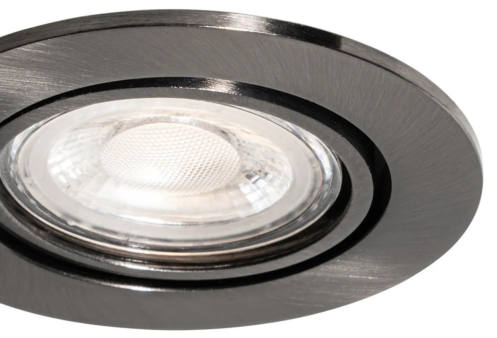 Set van 6 Moderne inbouwspots gunmetal GU10 50mm rond kantelbaar - Cisco Binnenverlichting Lamp