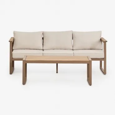 Tuinset Met 3-zitsbank En Salontafel Van Aluminium 110x55cm Lipov Moka Bruin - Sklum