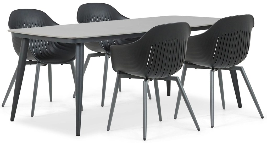 Tuinset 4 personen 180 cm Kunststof Grijs Lifestyle Garden Furniture Lissabon/Vienna