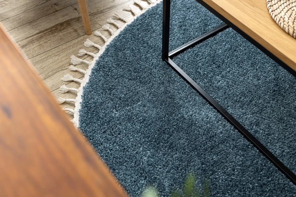 Tapijt BERBER 9000 ROND blauwrand ,  Barber , marokkaanse shaggy