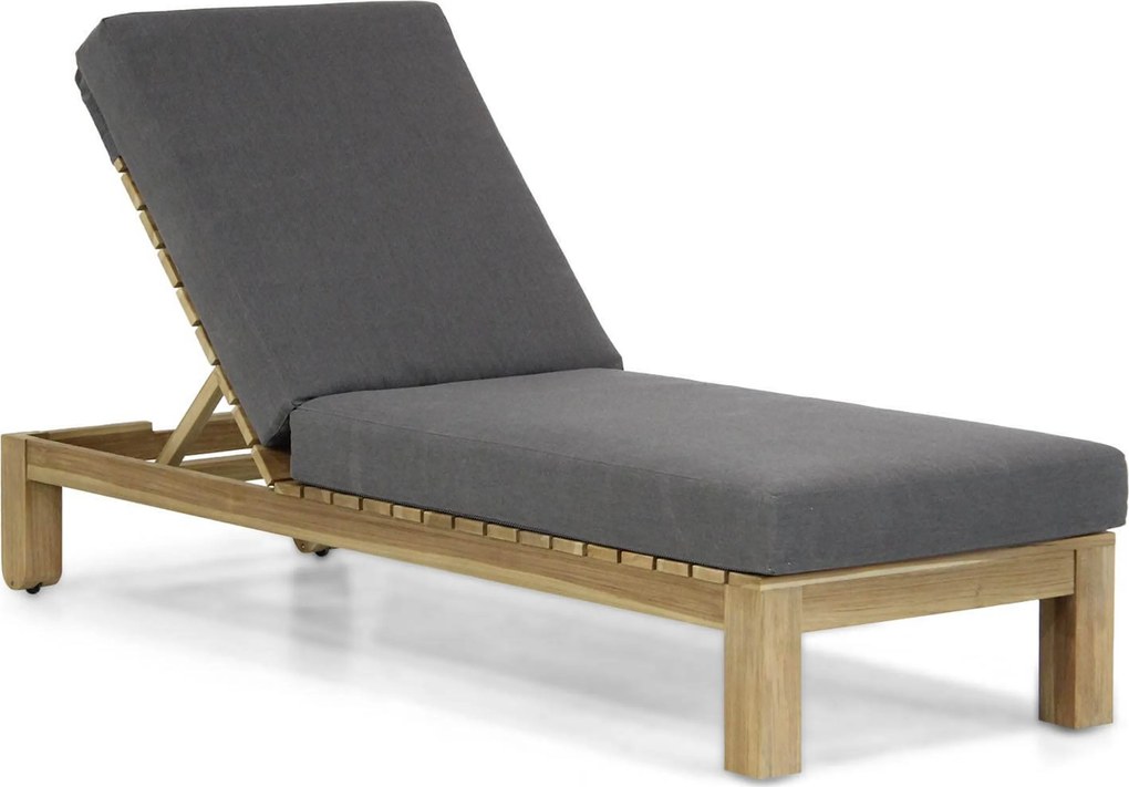 Santika Furniture Santika Arlington Lounger Met Antraciet Kussen Teak Old Teak Greywash