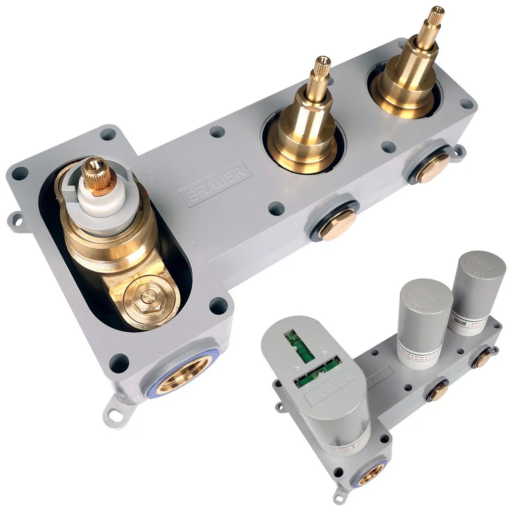 Brauer Stripe inbouw badkraan met 3 standen handdouche gunmetal geborsteld PVD