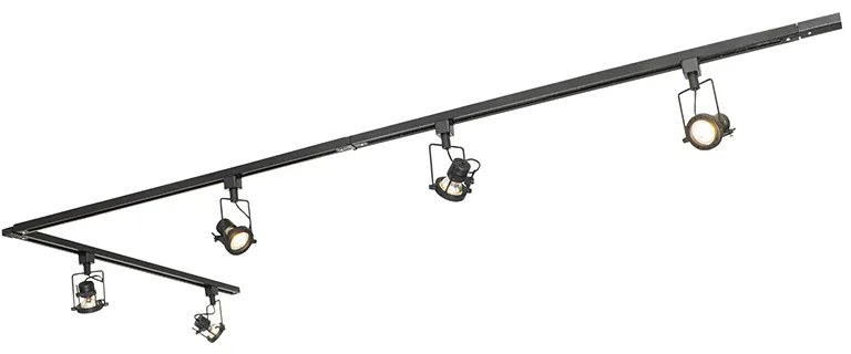 Modern railsysteem met 5 spots zwart 1-fase  - Iconic Suplux