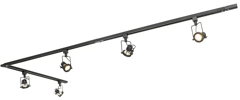 Modern railsysteem met 5 spots zwart 1-fase - Iconic Suplux | BIANO