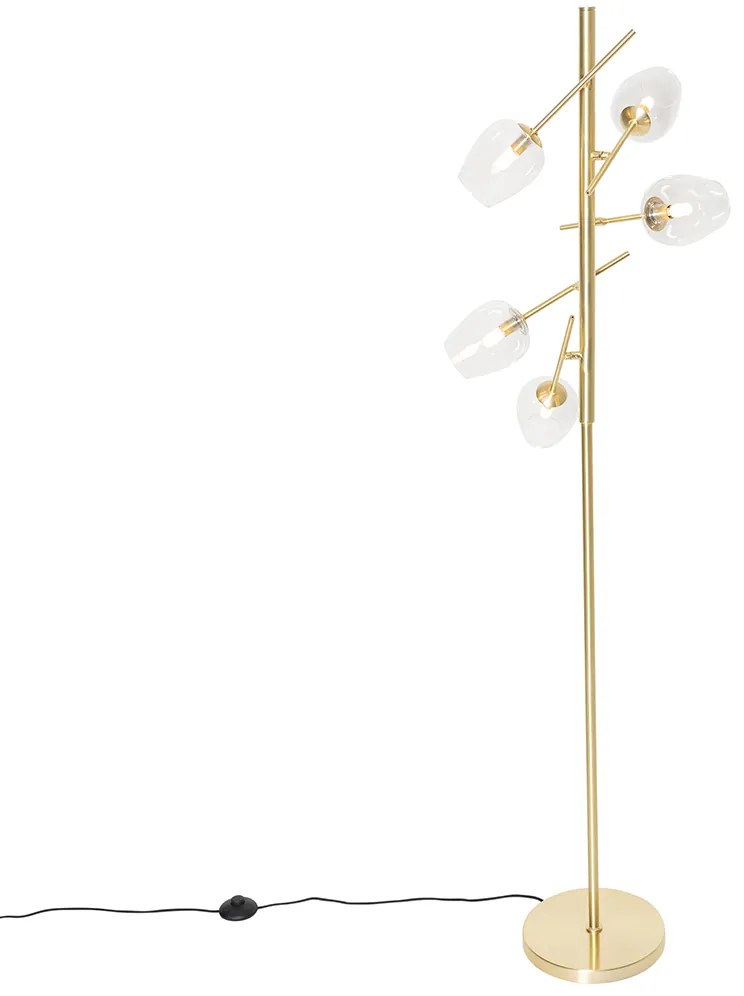 Klassieke vloerlamp goud met glas 5-lichts - Elien
