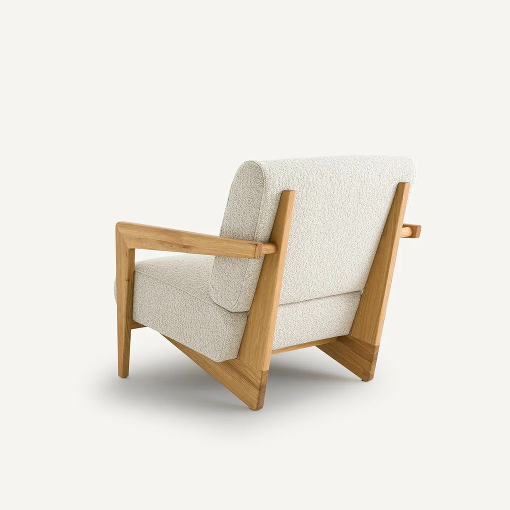 Fauteuil in massief eik en bouclette, Izag