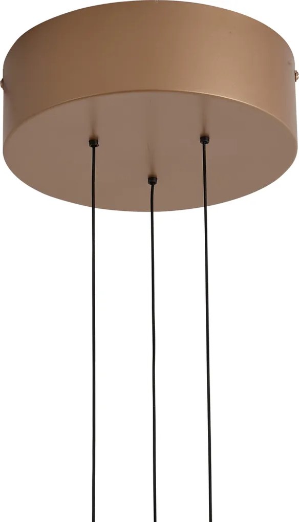 Moderne hanglamp brons met walnoot hout incl. LED dimbaar met easylift - Smith