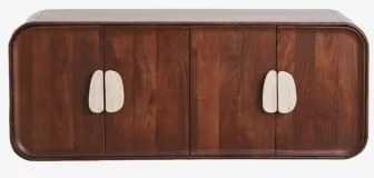 Dubbel Zwevend Badkamermeubelset 130x45 Cm Van Mangohout En Natuurlijke Kivalina-steen Travertijn - Donker Mangohout & Without Sink & Spiegelloze & -