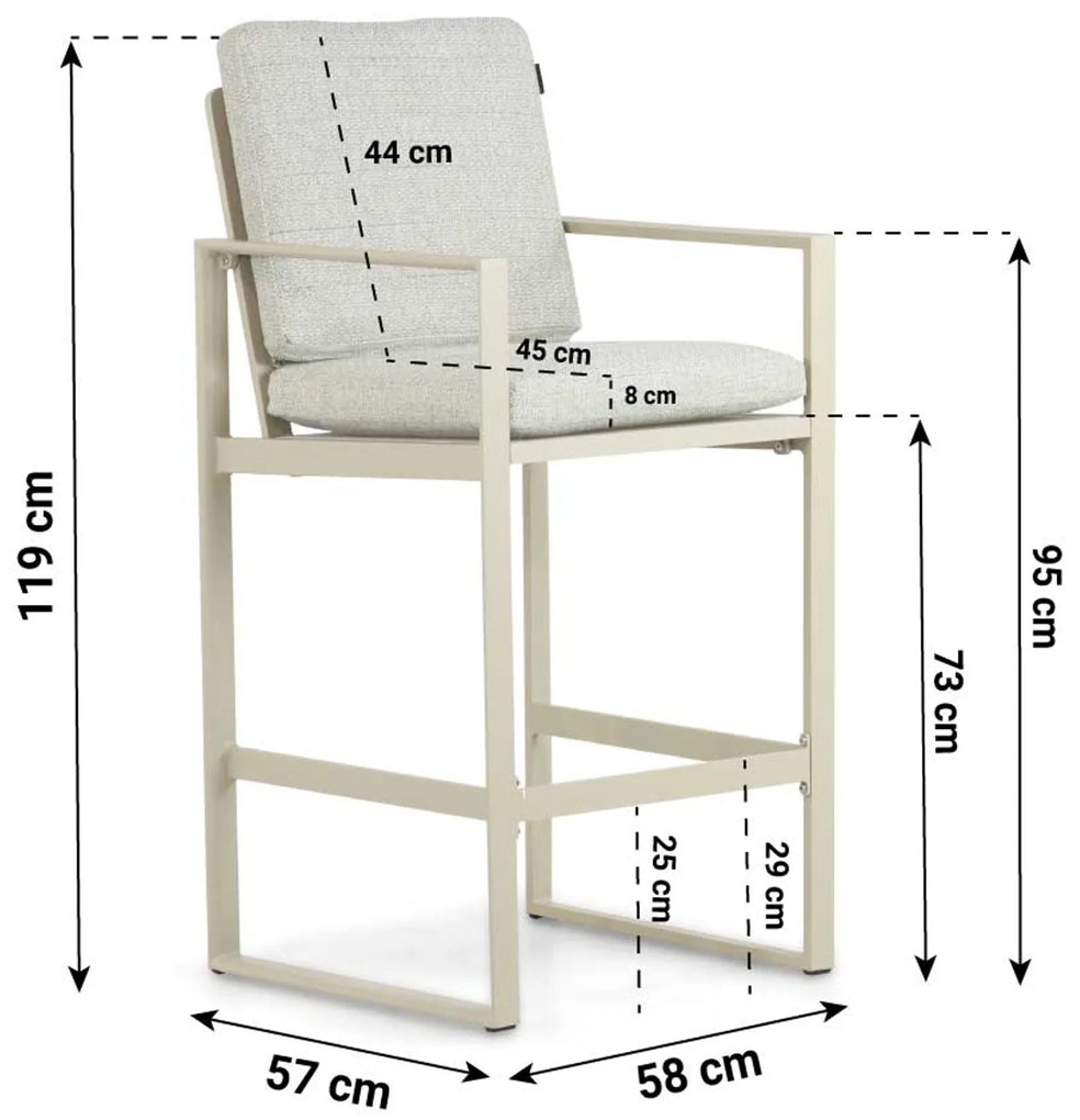 Barstoel Aluminium Taupe-naturel-bruin Lifestyle Garden Furniture Nuno