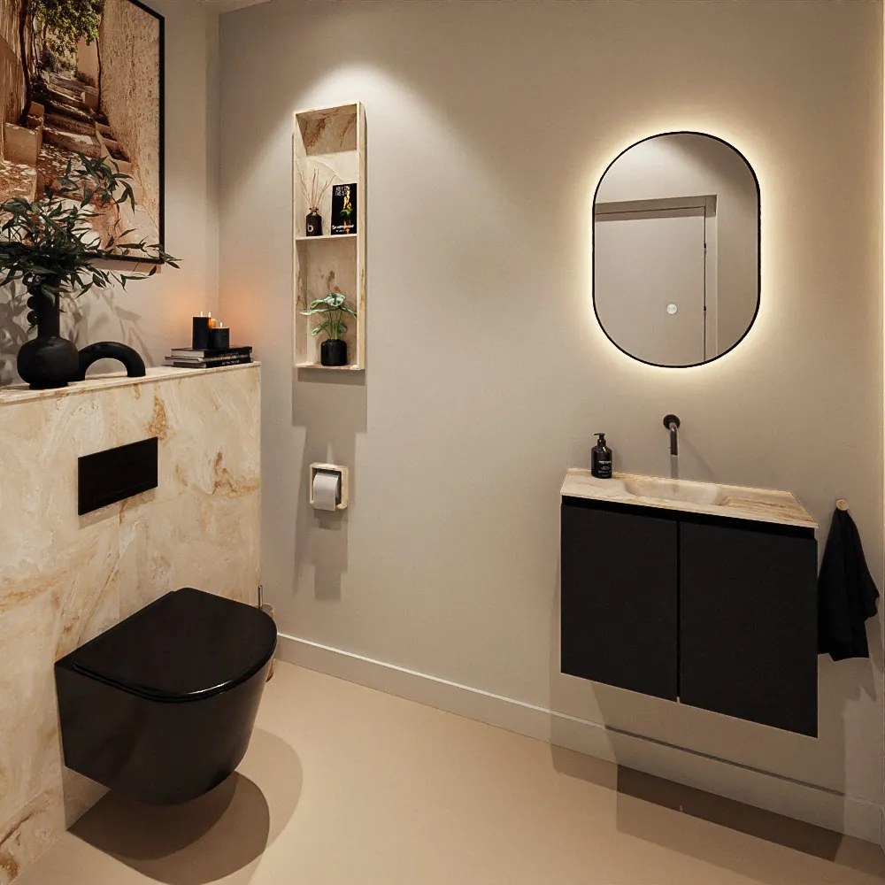 Mondiaz Ture DLux toiletmeubel 60cm urban met wastafel frappe midden zonder kraangat