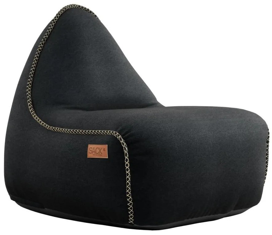 Canvas Lounge Chair & Pouf - Zwart