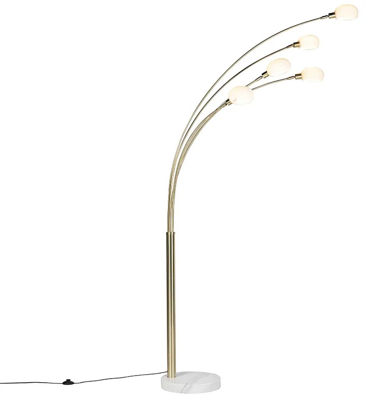 Art deco vloerlamp goud 5-lichts - Sixties Marmo