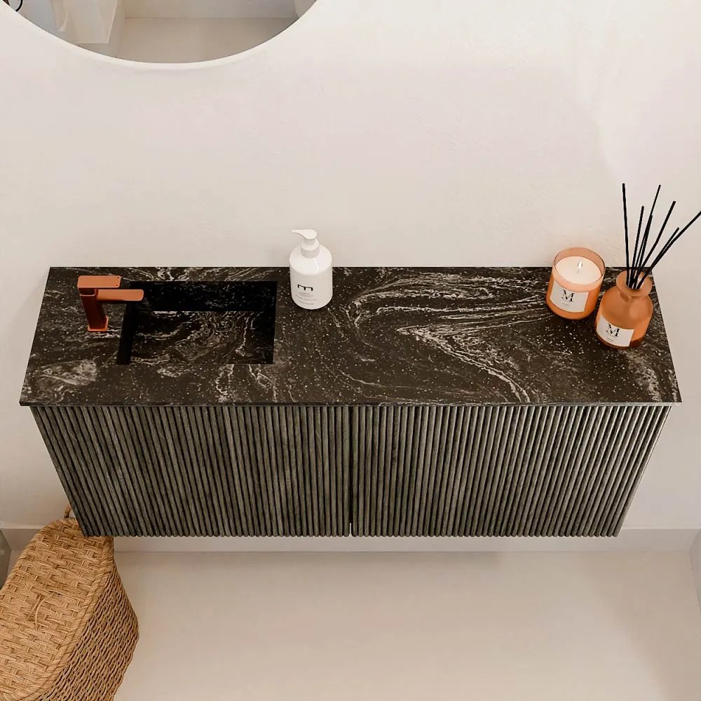 Mondiaz Joya DLux 90cm toiletmeubel shadow met wastafel faye links 1 kraangat lava