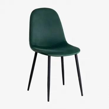 Set Van 4 Glamm Fluwelen Eetkamerstoelen Jungle Groen & Zwart - Sklum