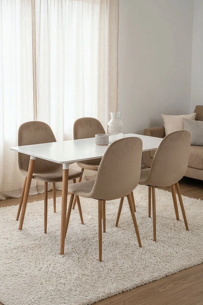 Set van 4 Teok Fluwelen Stoelen