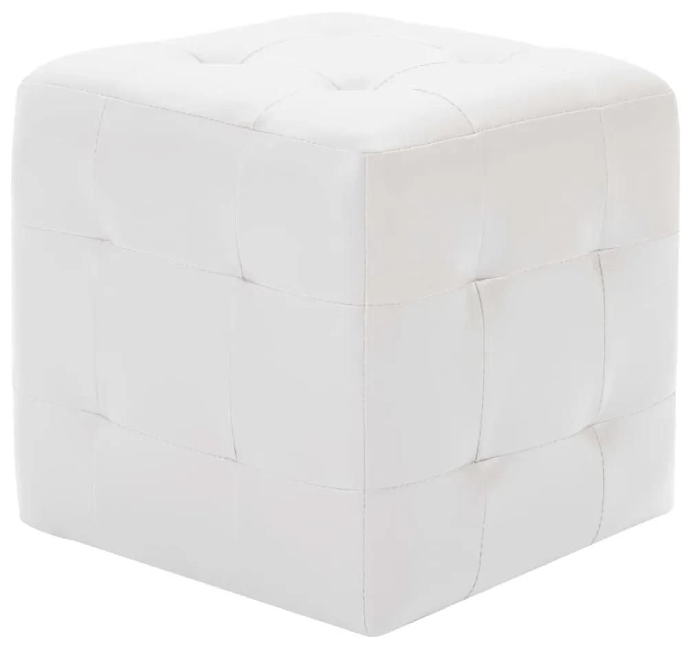 vidaXL Poef 2 st 30x30x30 cm kunstleer wit