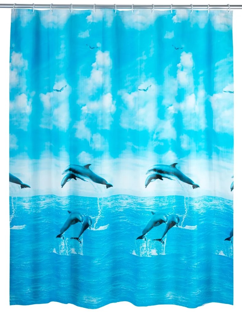 Wenko PEVA douchegordijn 180x200cm dolfijnen inclusief ringen