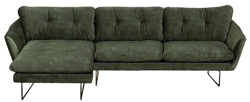 Hoekbank - Kuddar - links - velours Adore Hunter groen 156