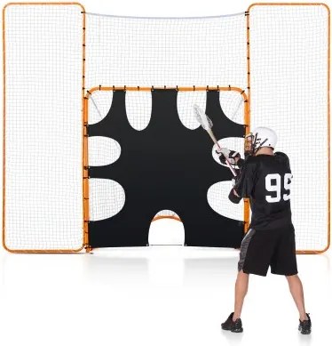 VEVOR 3-in-1 Lacrosse-doel (3,66 x 2,74 m) Groot Lacrosse-net met achterstop en doel, snel en eenvoudig op te zetten rebounder-uitrusting voor in de achtertuin, trainingsnetten met stalen frame