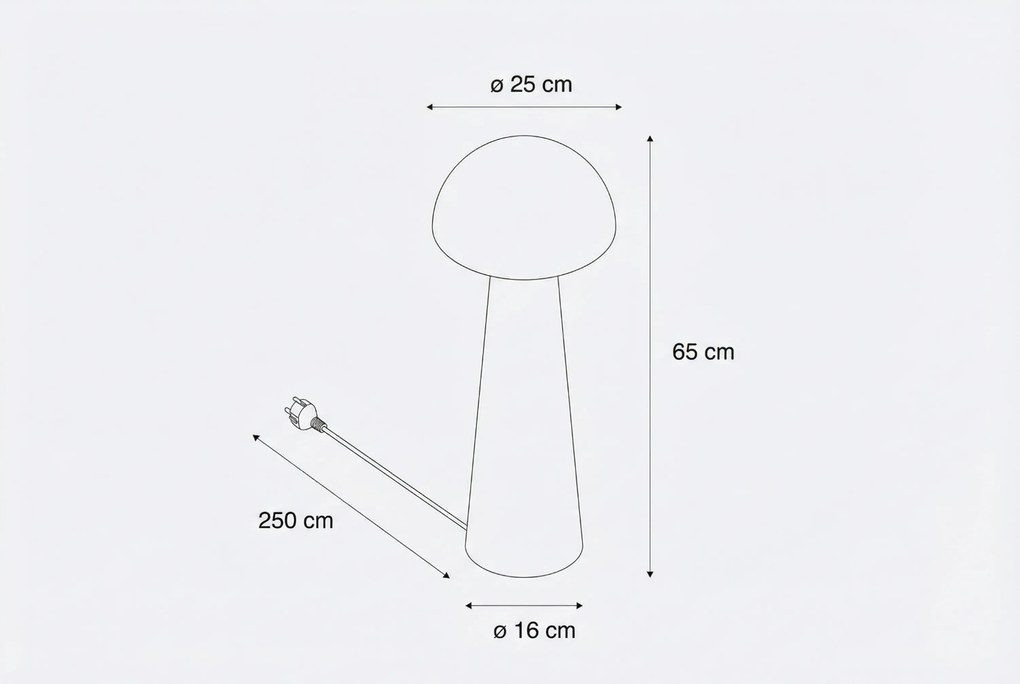 Buiten Vloerlamp Zwart - Mushroom Staal Zwart