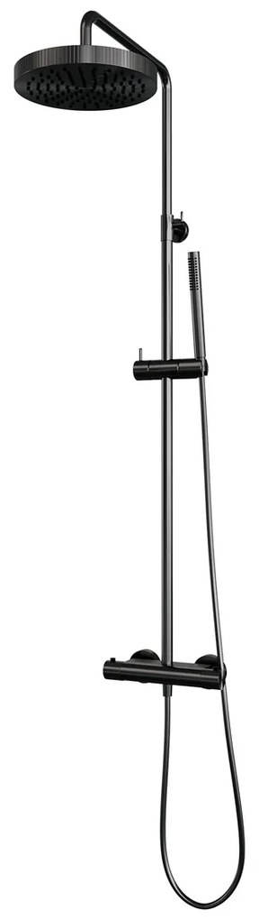Brauer Stripe opbouw regendouche met 25cm hoofddouche en staafhanddouche gunmetal geborsteld PVD