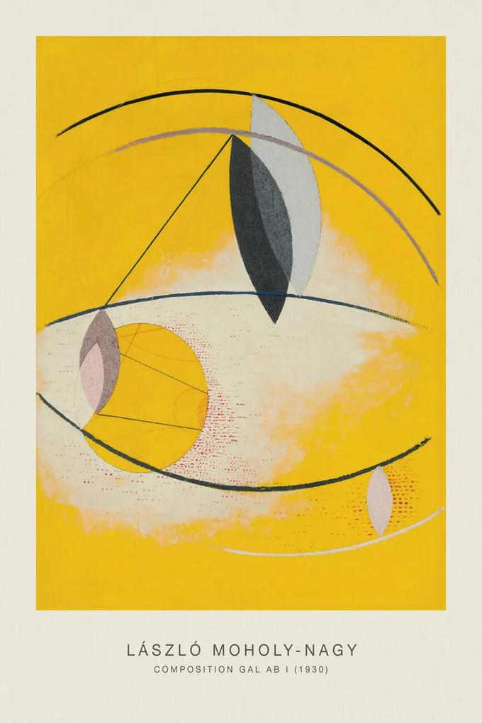 Kunstdruk Composition Gal Ab I (Original Bauhaus in Yellow, 1930) - Laszlo / László Maholy-Nagy, (26.7 x 40 cm)