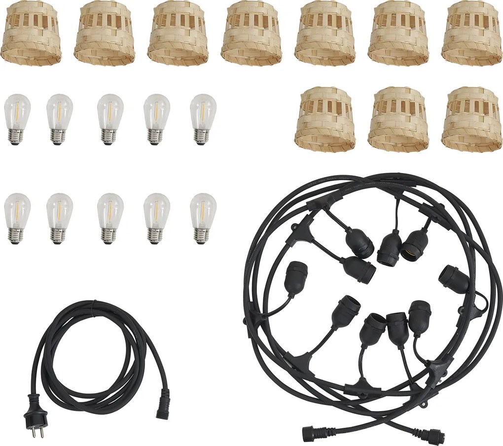 Lichtsnoer bamboe met stekker 8m incl. LED 10-lichts IP44 - Ibiz