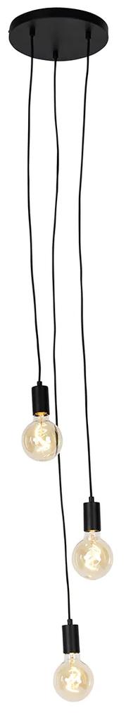 Industriële hanglamp zwart 3-lichts - Facil Design, Modern E27 rond Binnenverlichting Lamp