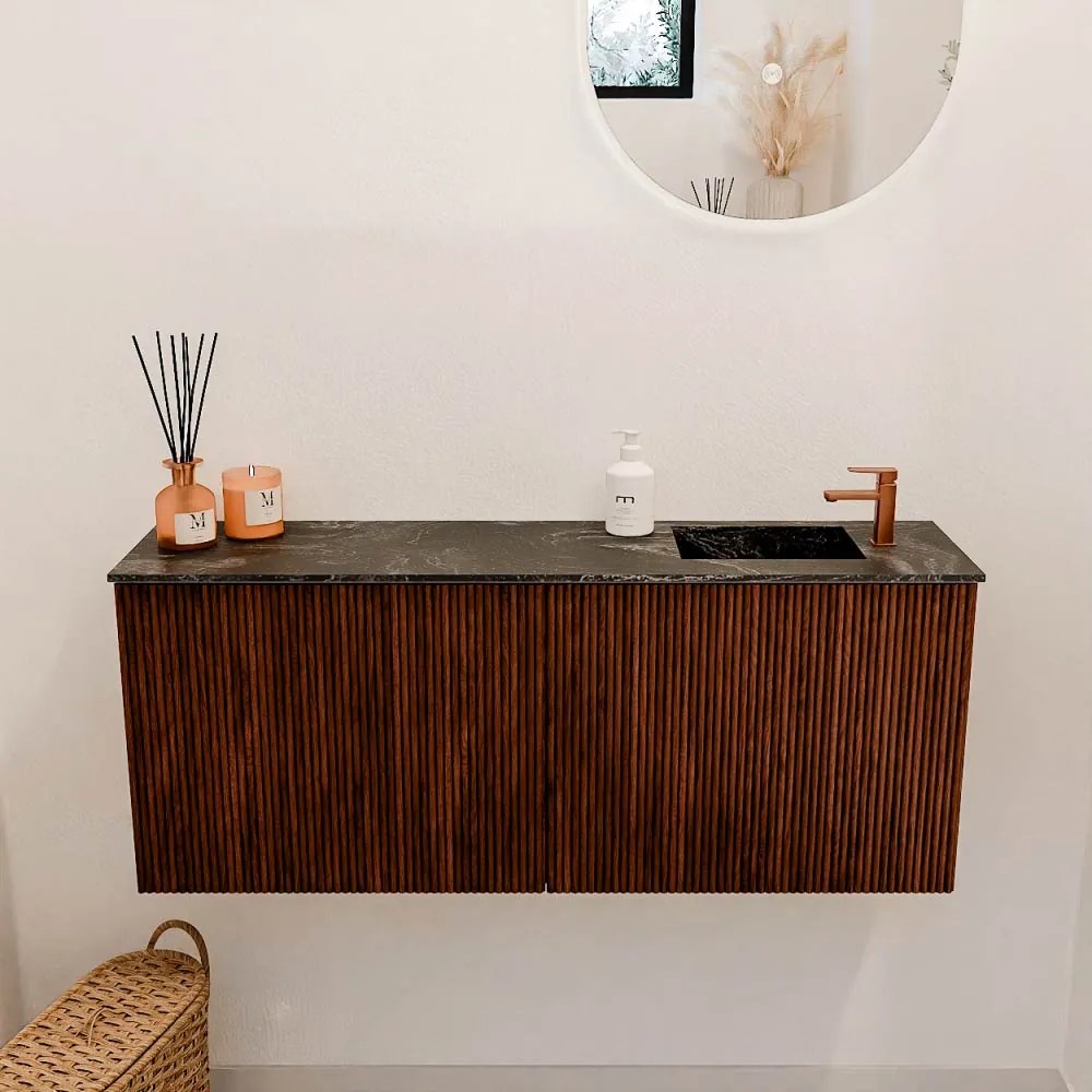 Mondiaz Joya DLux 100cm toiletmeubel ruby met wastafel faye rechts 1 kraangat lava