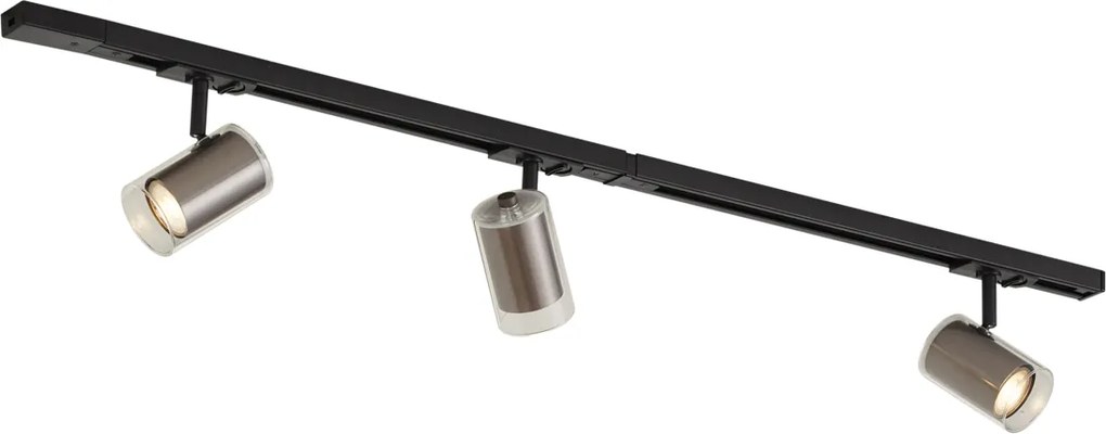 Modern railsysteem zwart met 3 spots gunmetal 1-fase - Iconic Lloyd
