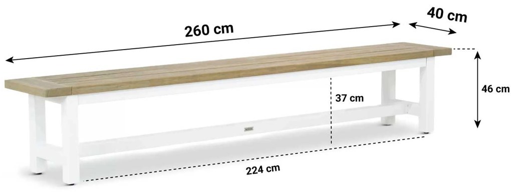 Lifestyle Garden Furniture Los Angeles Picknickbank Aluminium/teak Wit