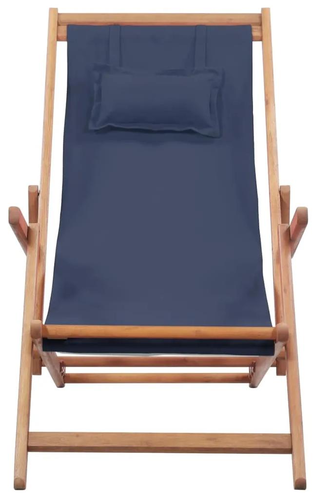 vidaXL Strandstoel inklapbaar stof en houten frame blauw