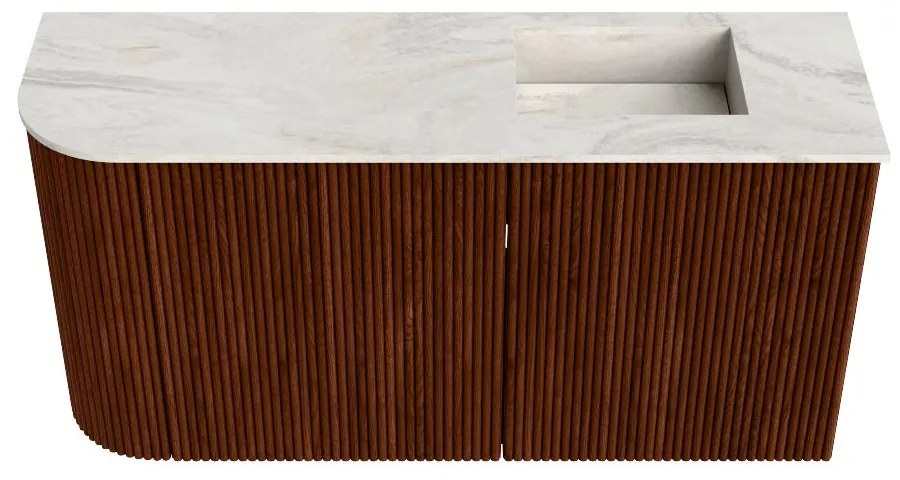 Mondiaz Joya DLux 80cm toiletmeubel ronding links ruby met wastafel faye rechts zonder kraangat ostra