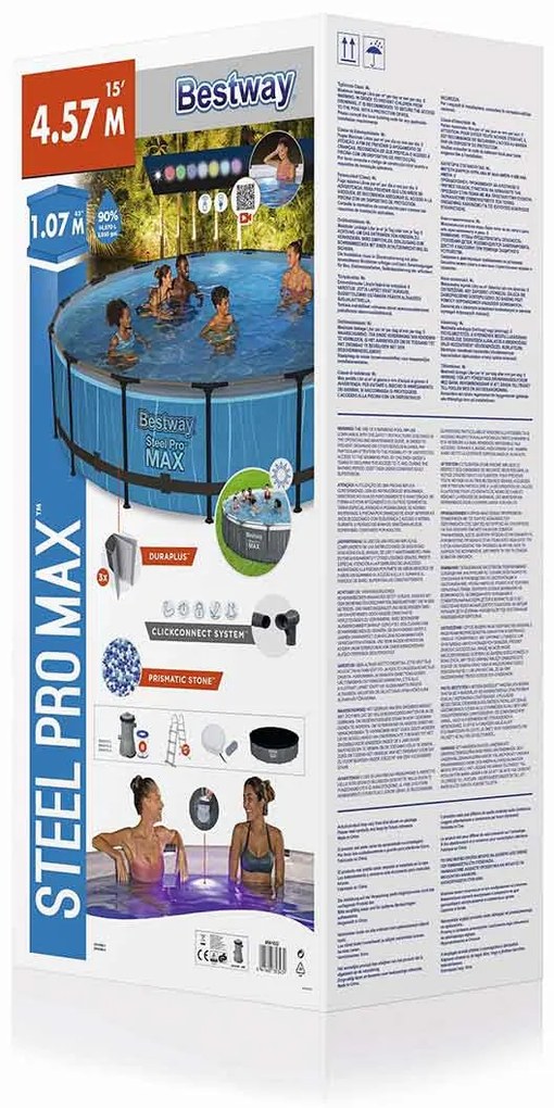 Bestway frame zwembad steel pro max set rond 457 cm met ledverlichting