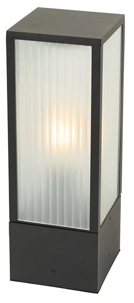 Staande buitenlamp zwart met ribbel glas 40 cm IP44 - Charlois
