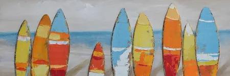 Schilderij - Handgeschilderd - Surfborden 150x60cm