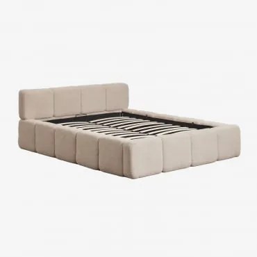 Bed Met Opklapbare Boxspring Gestoffeerd Jolcem Teddystof Tarwebruin & 160 X 200 Cm - Sklum