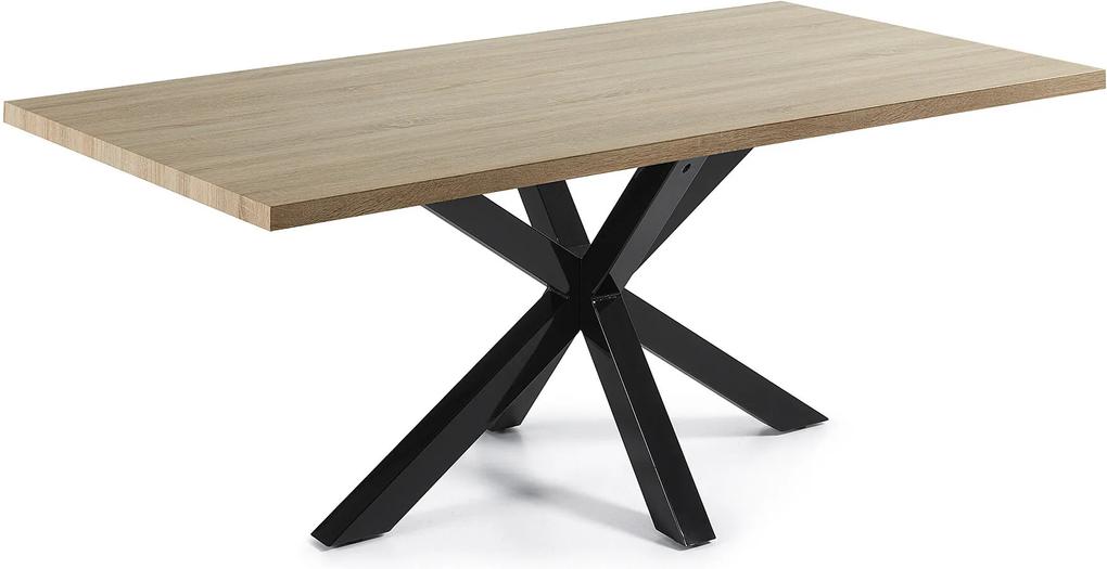 Kave Home Eettafel 'Argo' zwart / hout, 200 x 100cm