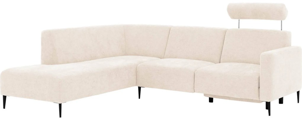 Goossens Hoekbank Tiolo Met Relaxfunctie En Hoofdsteun wit, stof, 3-zits, modern design met ligelement links